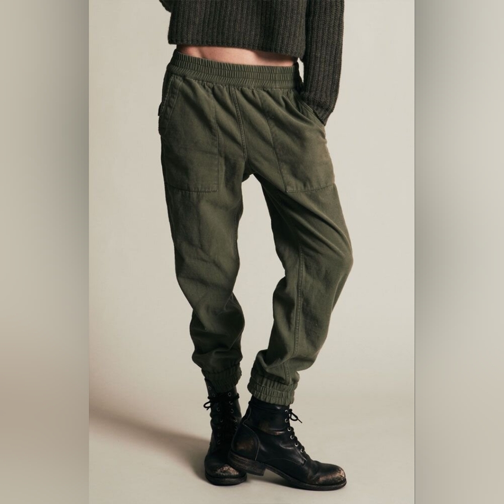 NLST F/W15 Utility Japanese Cotton Military Pull On Jogger In Olive Green - Picture 2 of 8